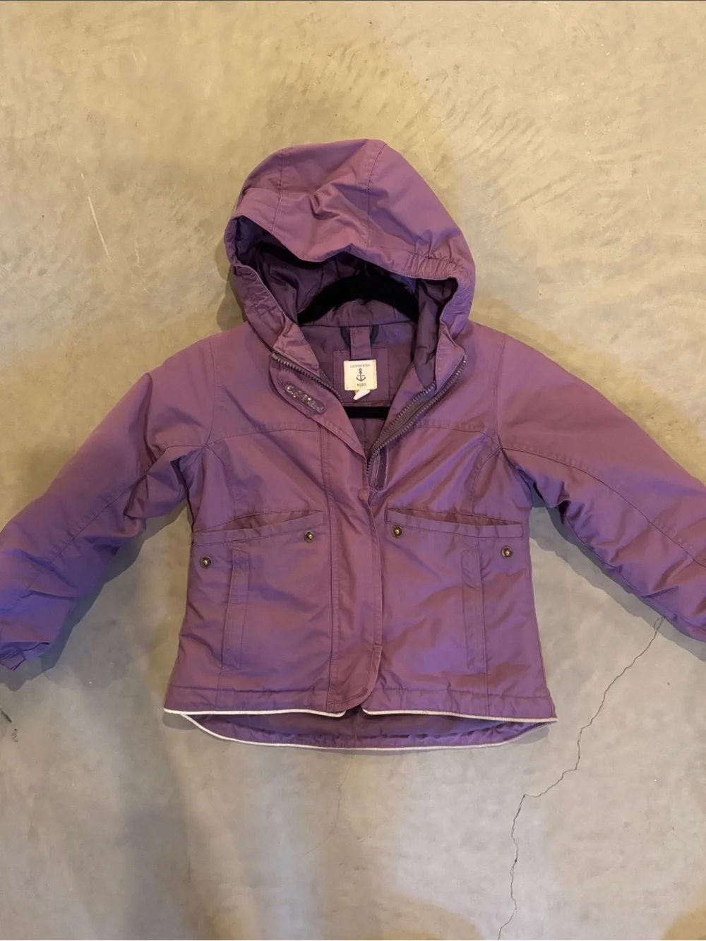 Lands' End Purple Hooded Puffer Jacket for Kids